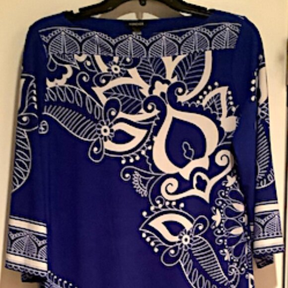 Forever Sapphire Blue Abstract Floral Dress - Picture 4 of 9